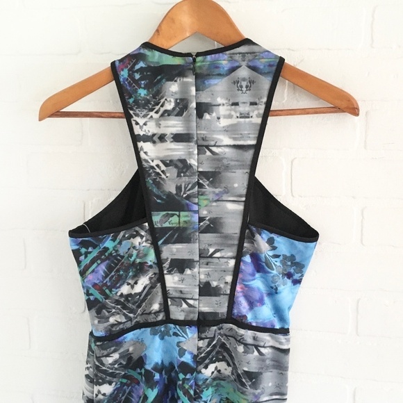 Anthropologie x Parker Tobias blue black Abstract print faux wrap mini dress S - Picture 9 of 16